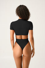 dom power noir swimwear back profile