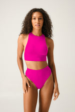 curve-accentuating fuchsia swimwear