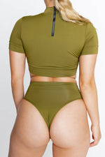 Roxanne Crop Moss Bikini set Back profile