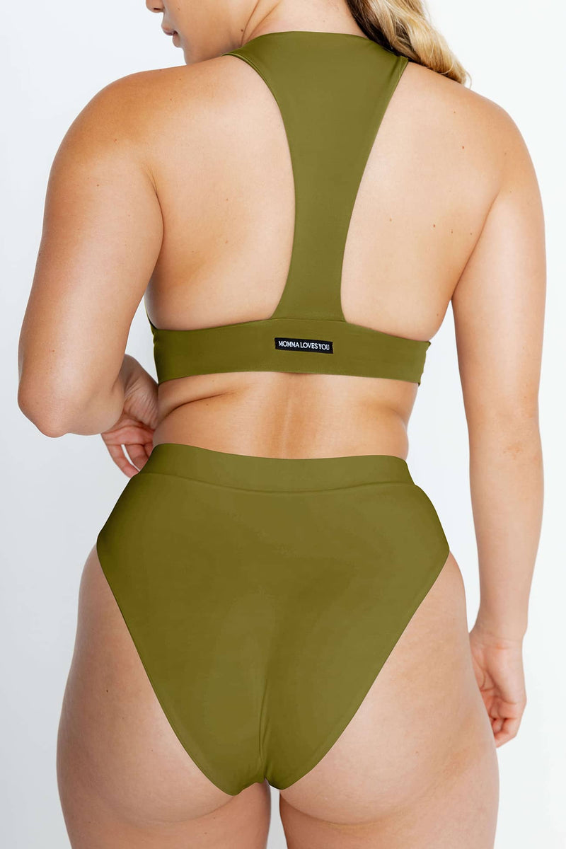 Maya Racer Moss luxe recycled Swimwear