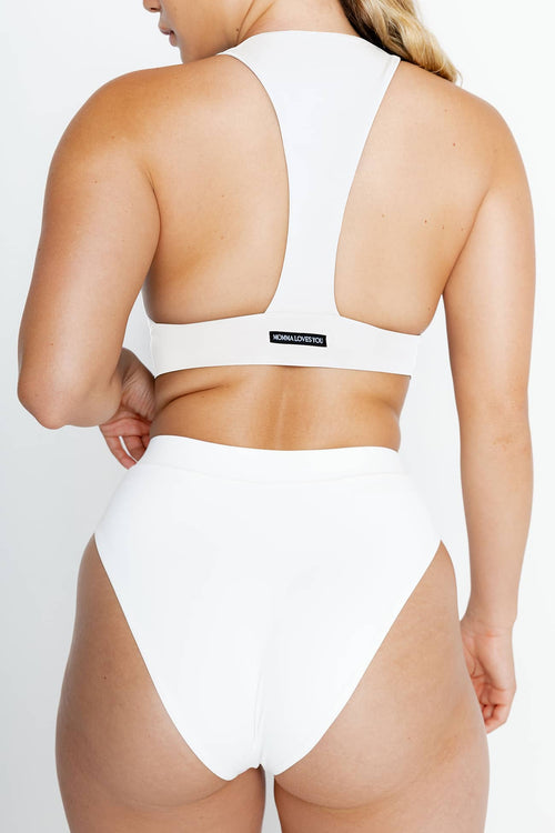 Maya Racer Ivory luxe recycled Swimsuit -  MOMMA LABEL