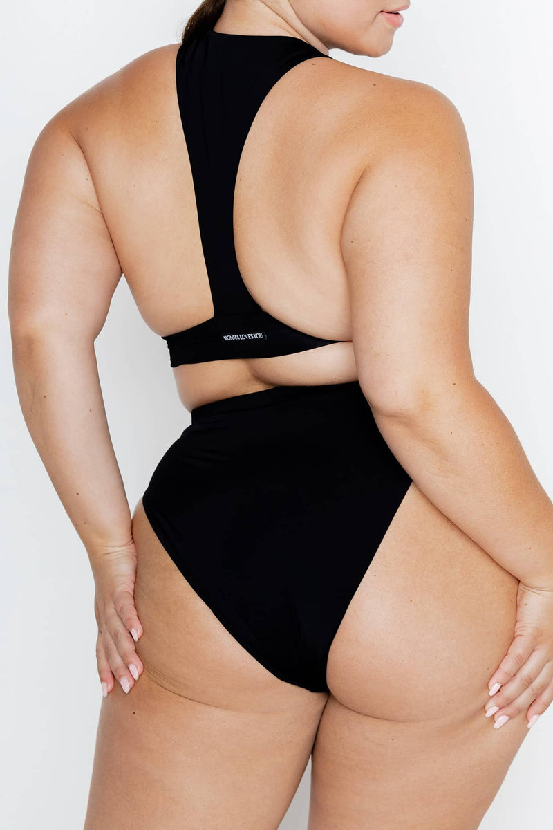 Maya Racer Noir Double layered Swimsuit