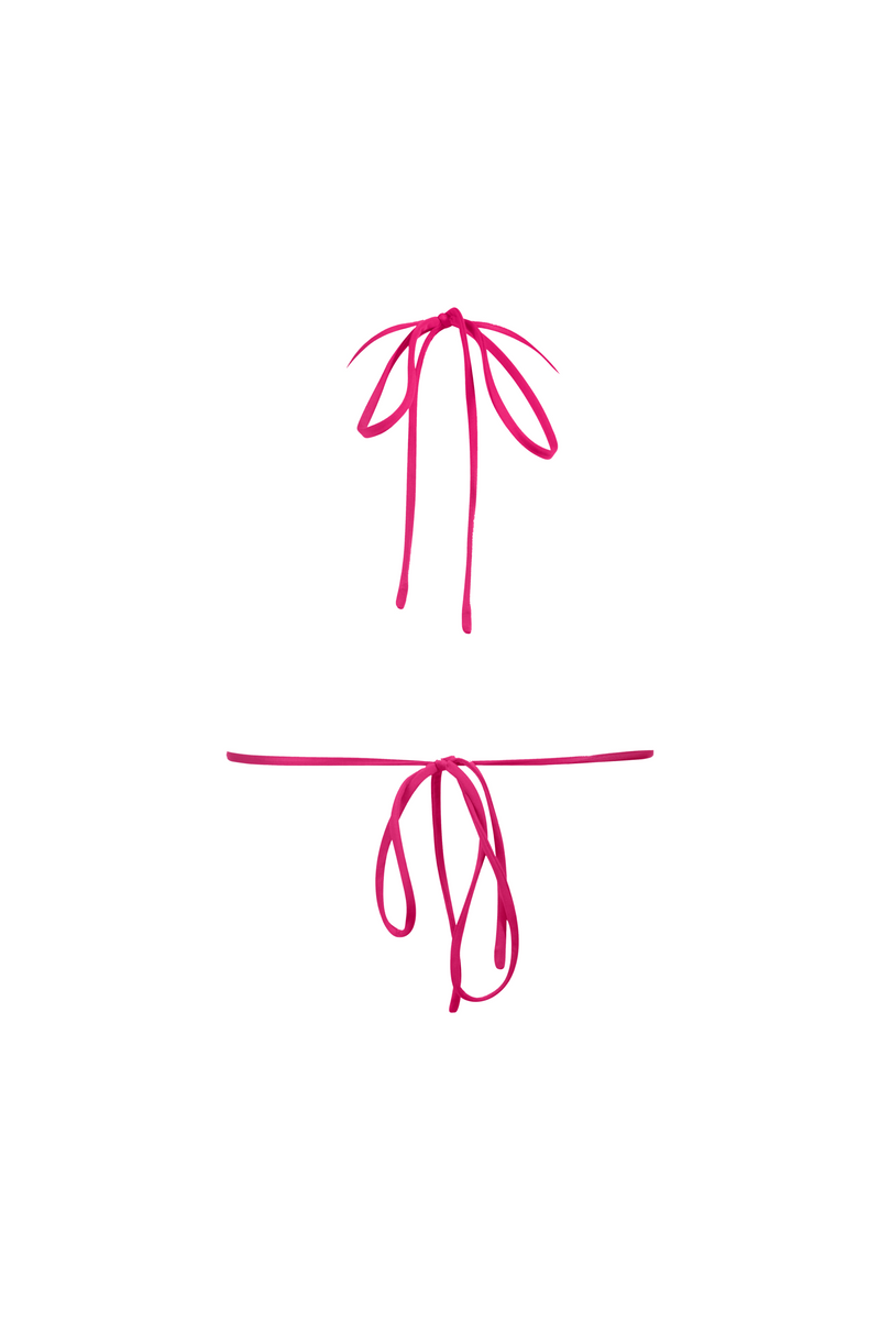 The Amber Triangle Fuchsia bikini ties - MOMMA LABEL